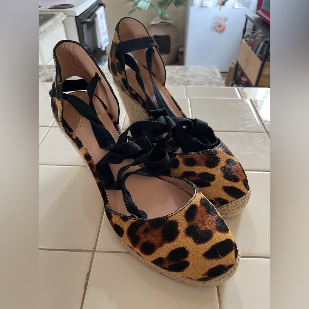 J. Crew  Leopard Print Espadrille Sandals NWT Size 6 1/2